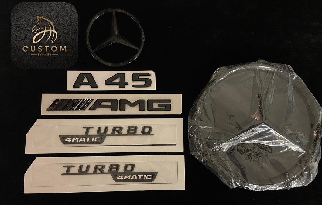 All Black A45 Full badges Package for Mercedes A45 2016-2018 W176 Exclusive Pack