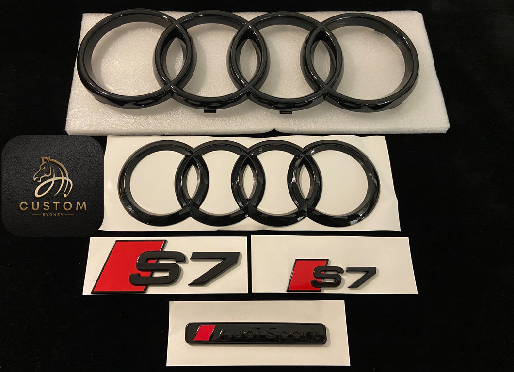 Gloss Black S7 Badges Package For Audi S7 4K 2019-2022 Exclusive Pack