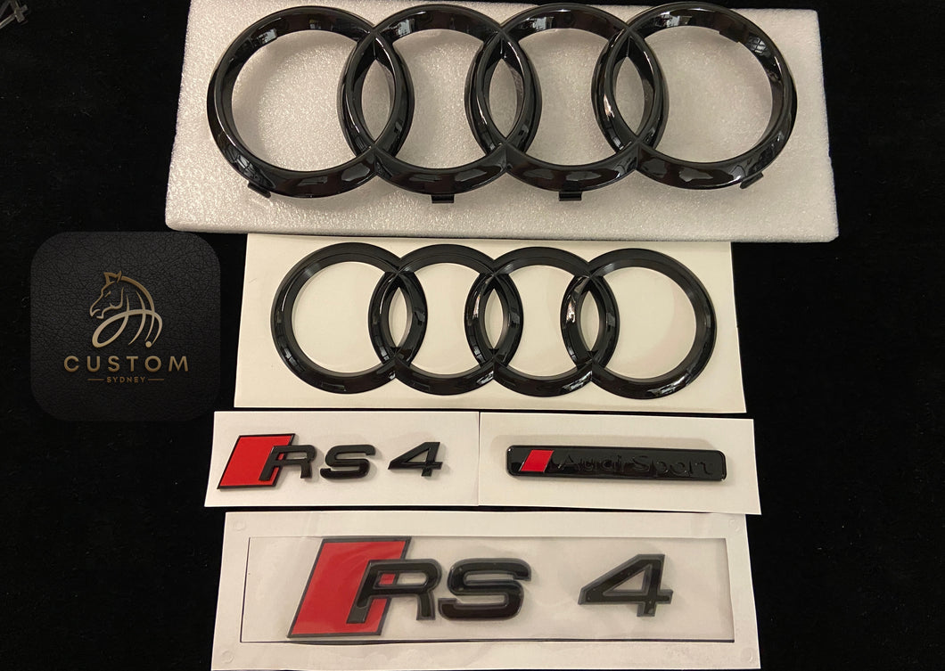 RS4 Gloss Black Badges Package For Audi RS4 B8 B9 2013-2023 Exclusive Pack