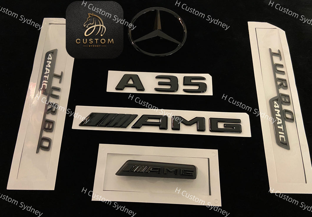 Gloss Black A35 AMG Badges Package For Mercedes A35 W177 V177 Exclusive Pack