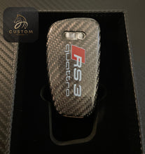 Load image into Gallery viewer, Genuine Carbon Fiber Keyring Key Fob Cover Package For Audi RS3 S3 RSQ3 Q2 Q3 R8 Custom Made Exclusive Gift
