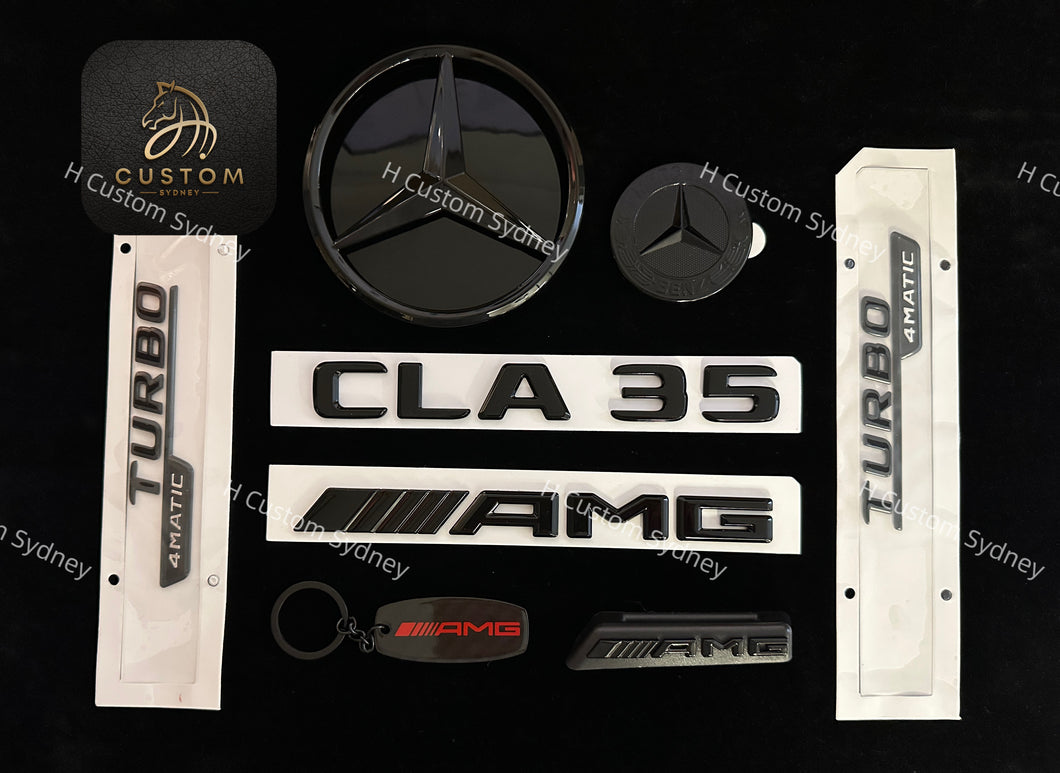 Gloss Black Badges Package For Mercedes CLA35 AMG C118 Exclusive Pack