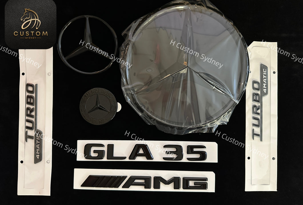 GLA35 Full Black Badges Package For Mercedes GLA35 H247 Exclusive Pack