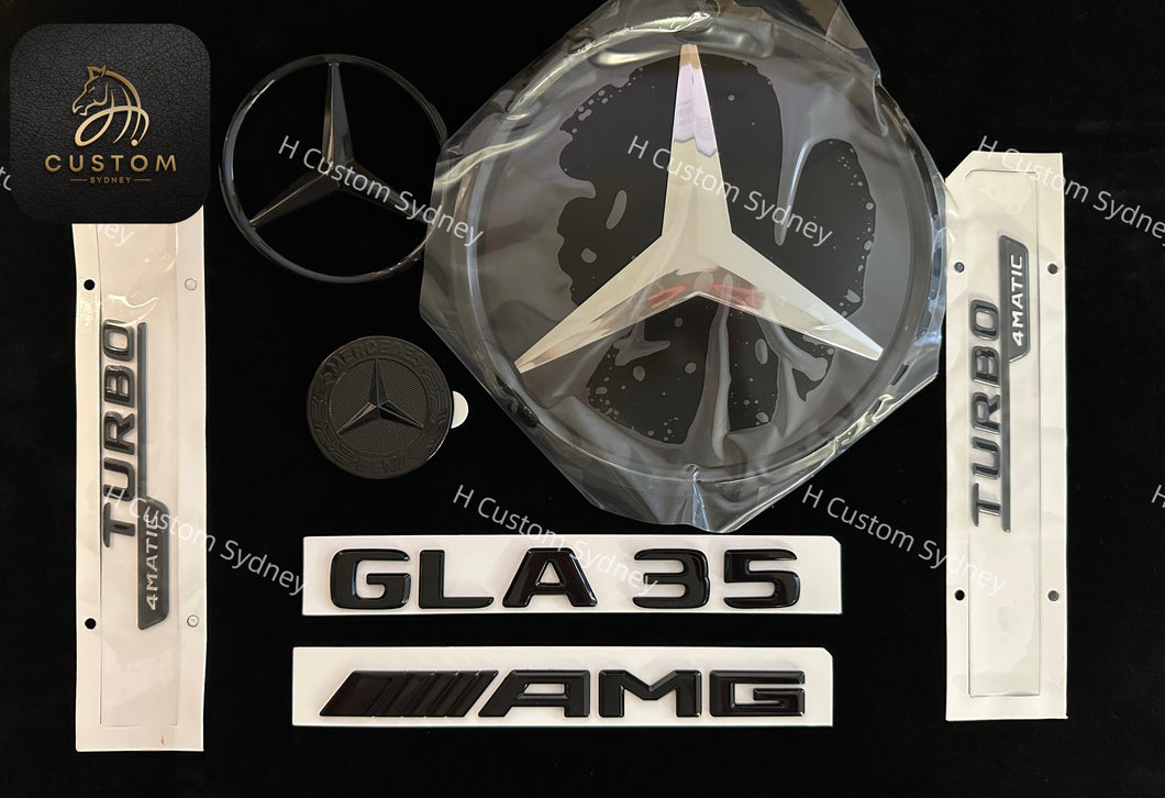 GLA35 Full Black Badges Package For Mercedes GLA35 H247 Exclusive Pack