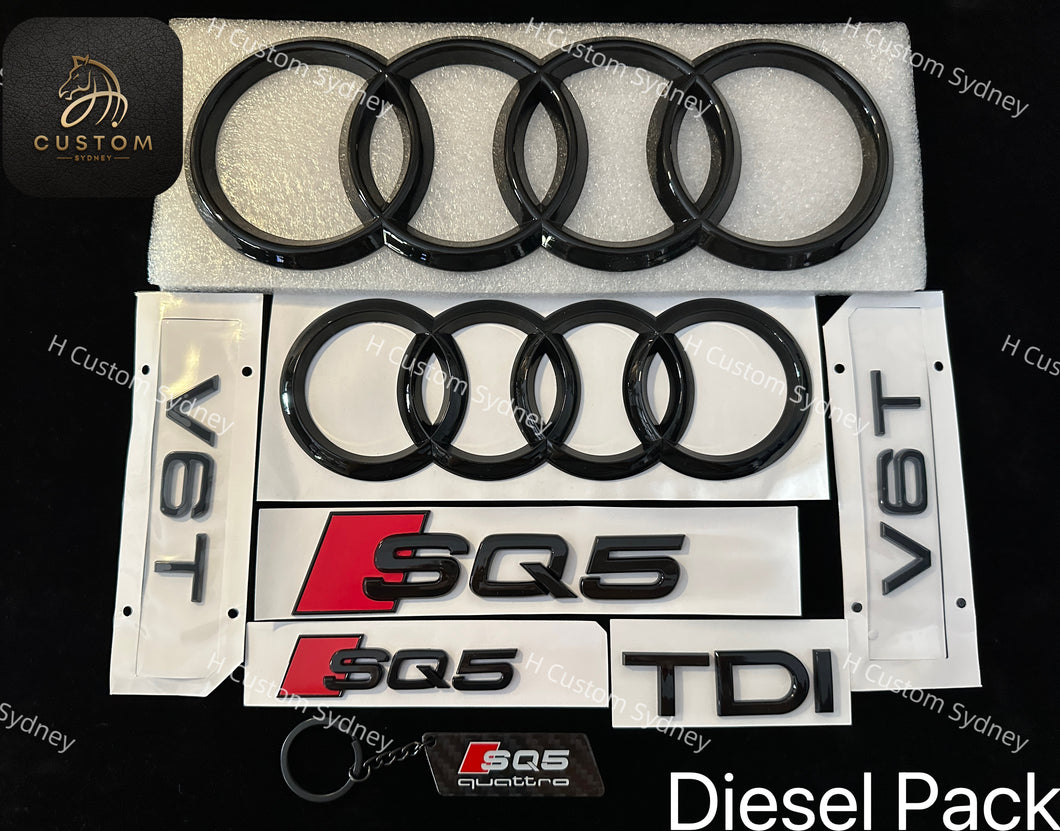 SQ5 Gloss Black Badges Set For Audi SQ5 8R FY 2013-2023 Exclusive Pack