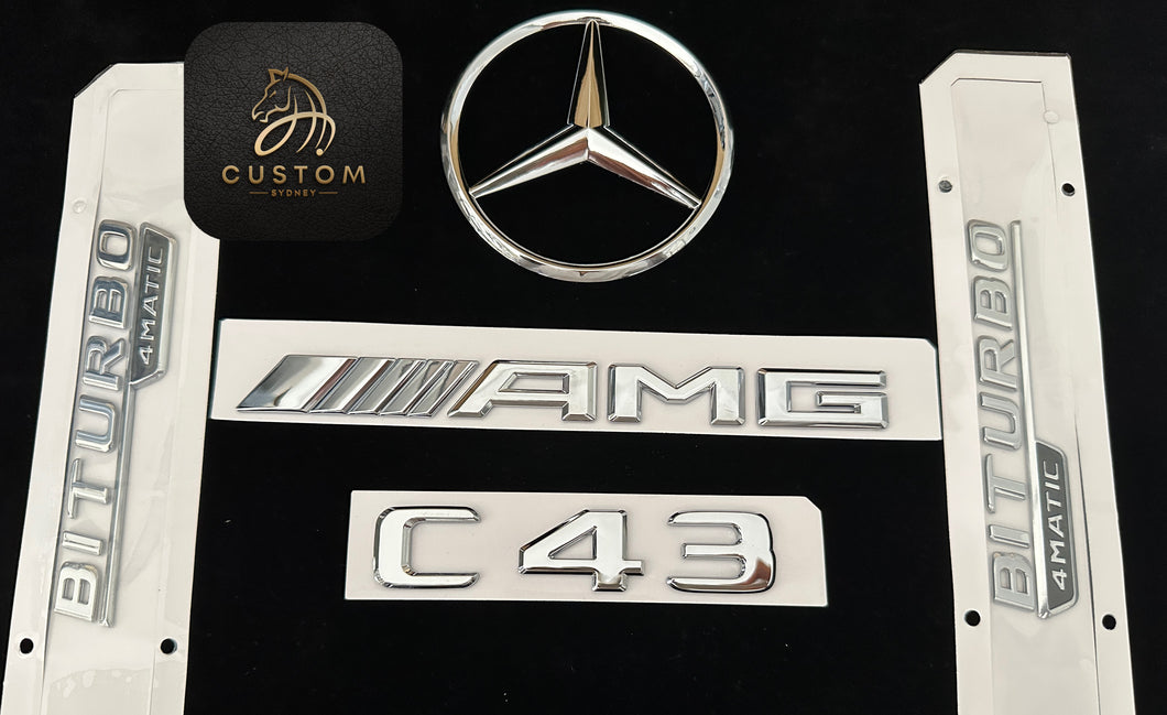 Chrome OEM C43 Badges Pack For Mercedes C43 W205 C205 S205 A205