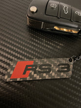 Load image into Gallery viewer, Gloss Black Genuine Carbon Fiber RS3 Keyring Keychain For Audi RS3 Custom Gift
