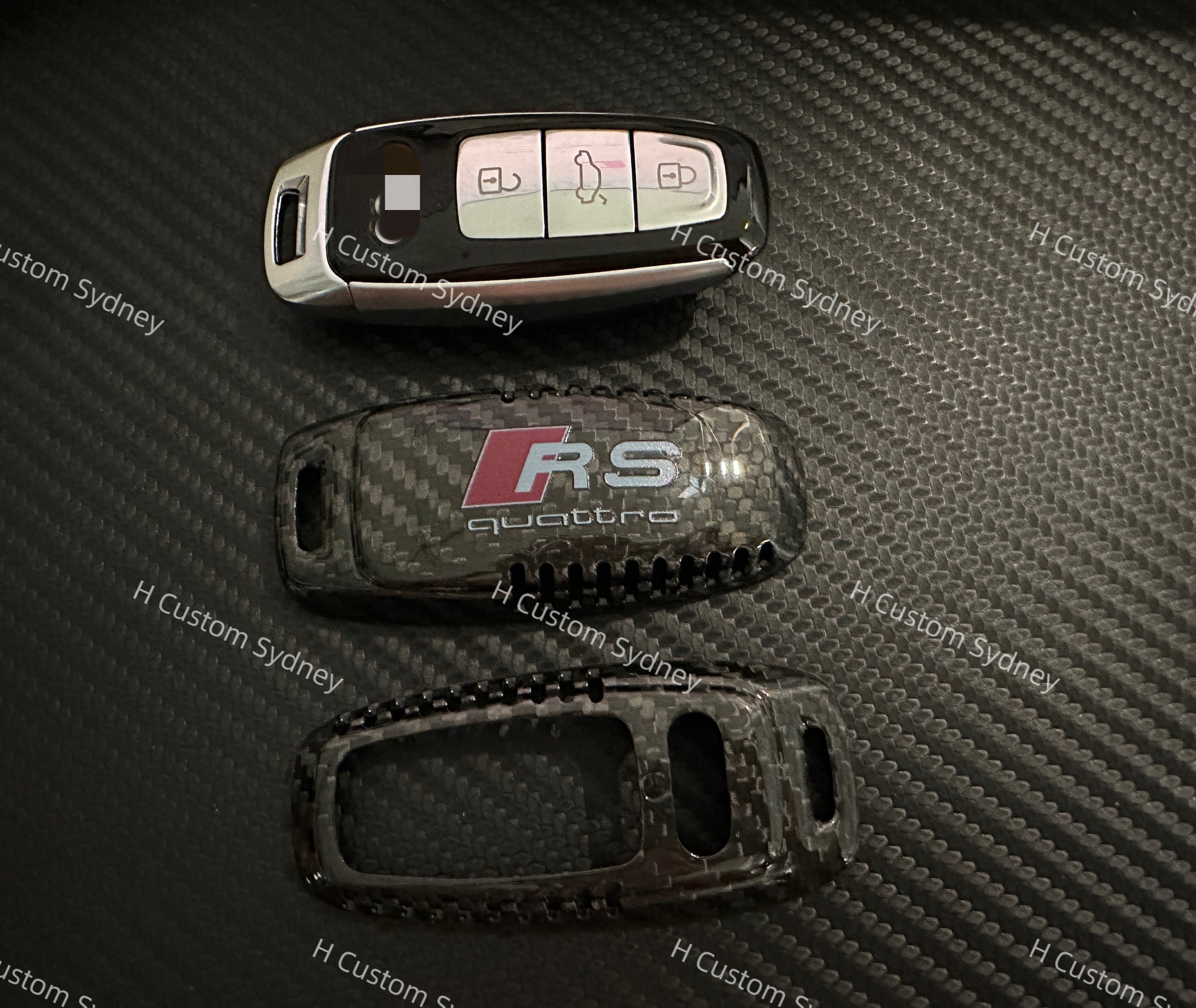 Genuine Carbon Fiber Key Cover Keyring Package for Audi RSQ8 RS7 RS6 R ...