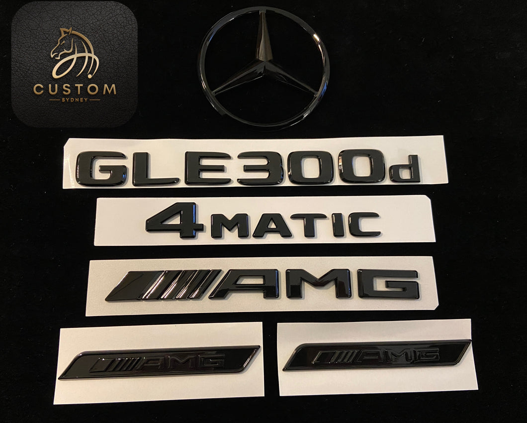 GLE300d  Gloss Black Full Badges Package For Mercedes GLE300d V167 AMG Model Custom Gift