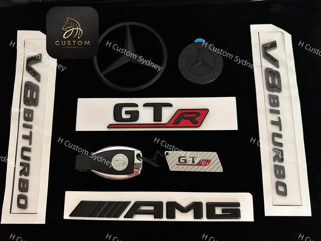 Matte Black GTR Full Badges Package For Mercedes AMG GTR C190 Exclusive Pack