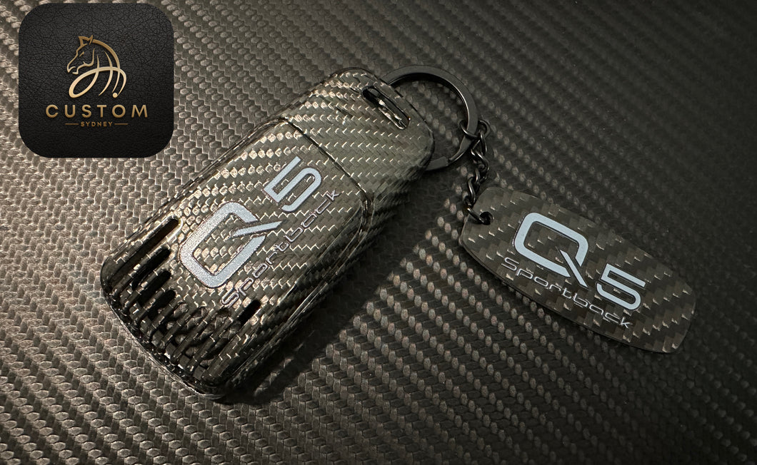 Genuine Carbon Fiber Key Fob Cover Case Pack For Audi Q5 Sportback Exclusive Made