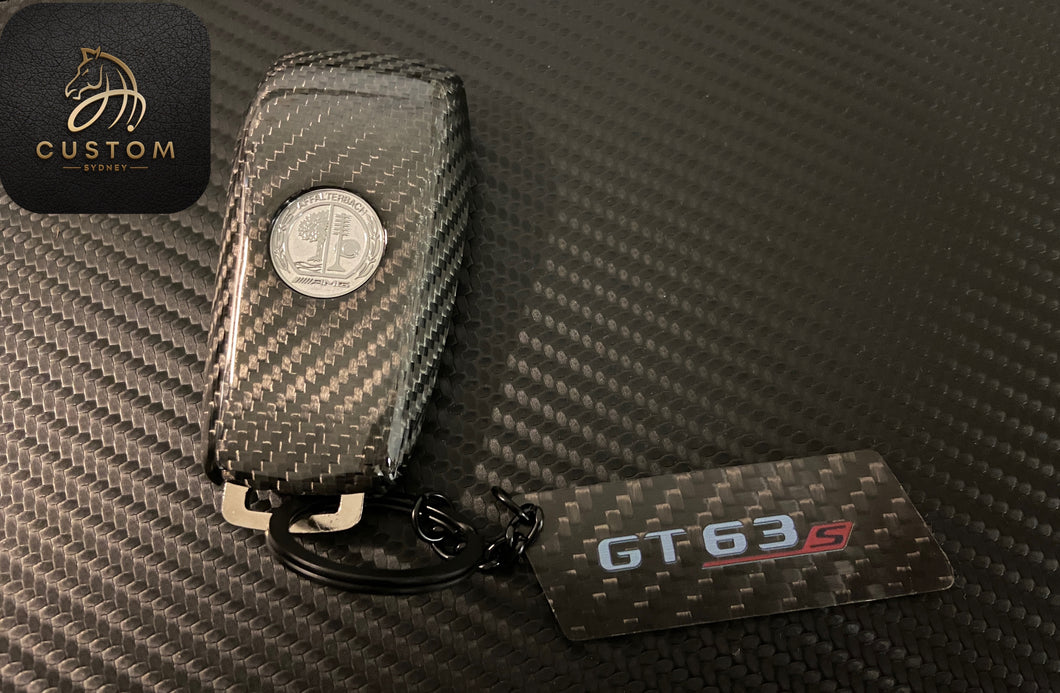 GT63S Genuine Carbon Fiber Keyring Key Fob Cover Package For Mercedes AMG GT63s Custom Gift