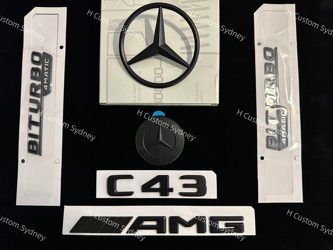 Matte Black C43 Badges Package For Mercedes C43 W205 C205 S205