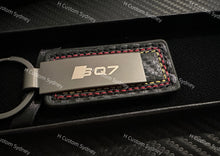 Load image into Gallery viewer, Carbon Fiber Custom made SQ7 Keyring keychain for Audi SQ7
