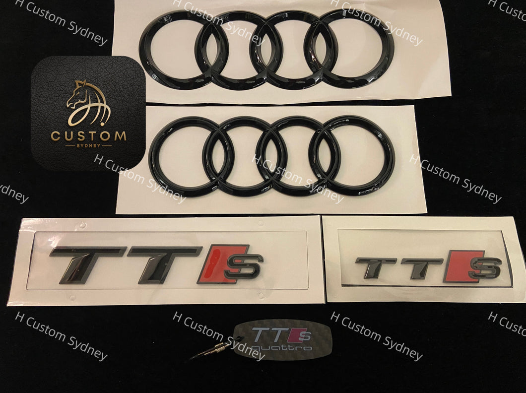 Gloss Black TTS Full Badges Package For Audi TT FV model 2015-2022