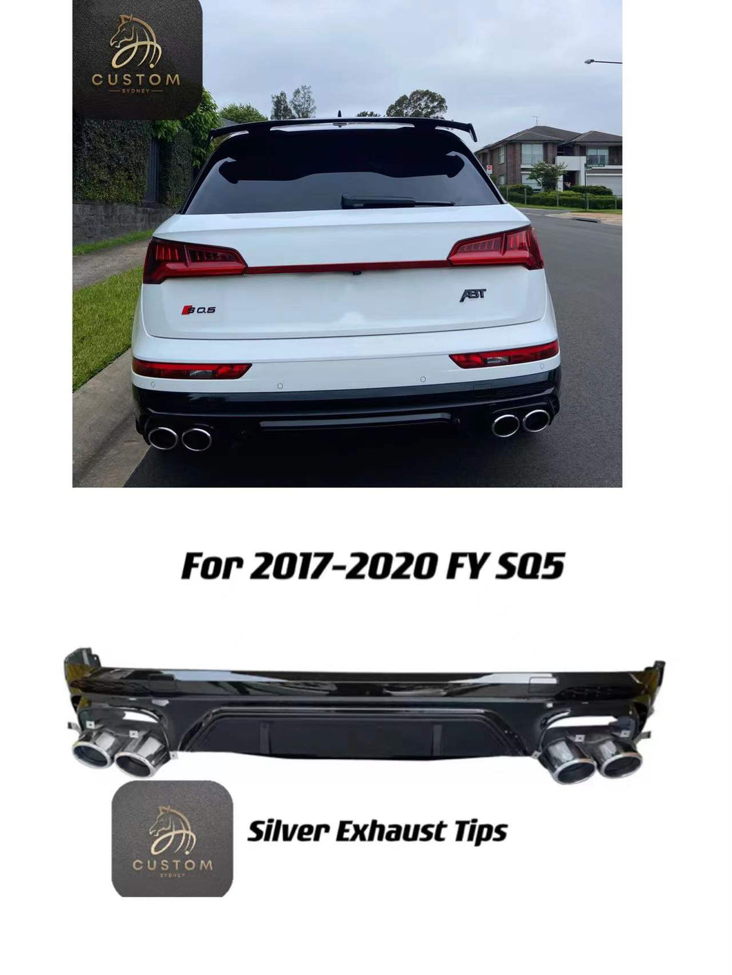 SQ5 Bumper bar Diffuser Exhaust Tips For Audi Q5 SQ5 FY 2017-2020